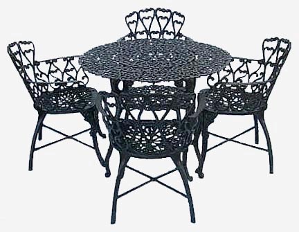 Cast Aluminum Garden Patio Furniture Heart 5pc Set