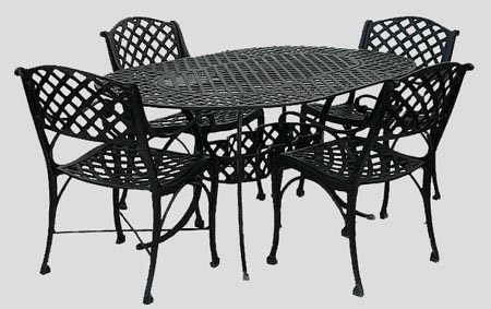 Cast Aluminum Garden Patio Furniture 5 pc Oval Weave Dining Set