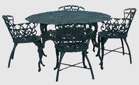 Cast Aluminum Garden Patio Furniture 5pc Heart Set 52 inch Table