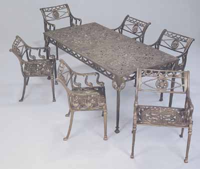 Cast Aluminum  Patio Furniture 7pc Dolphin Set