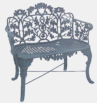 Cast Aluminum Garden Patio Furniture Oak Leaf Bench