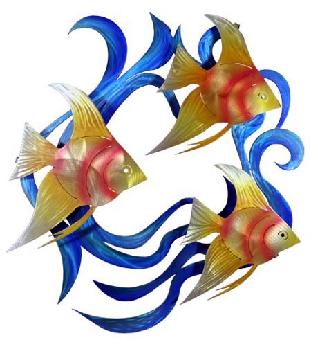 Wall Decor: HeWall Decor: Circle of Fish Metal Wall Sculpture