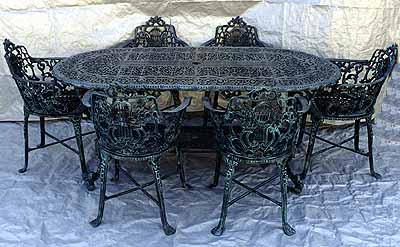 Cast Aluminum Garden Patio Furniture 7 pc Rose Dining Set