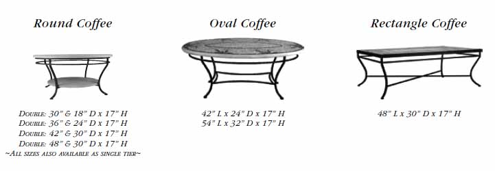 Mosaic Top wrought iron coffee tables