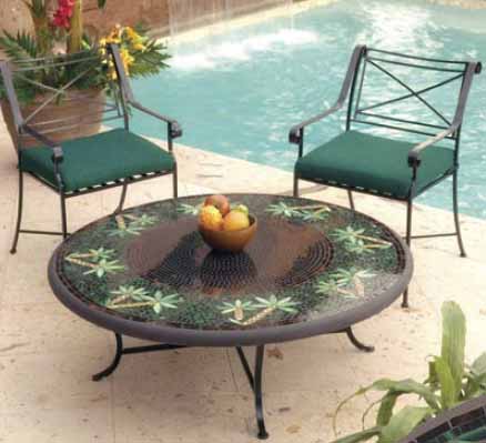 mosaic top wrought iron coffee table