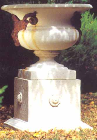 cast stone urn on pedestal