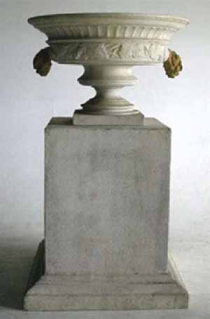 cast stone urn on pedestal