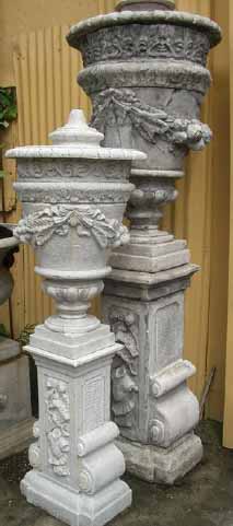 cast stone urn on pedestal