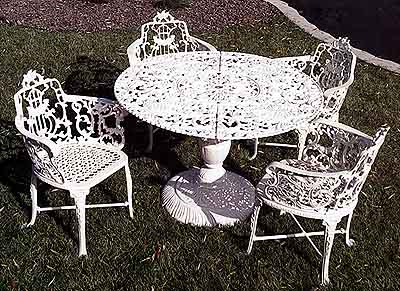 Rose Cast Aluminum Garden and Patio Furniture Harp and Lyre, Cast Aluminum Furniture